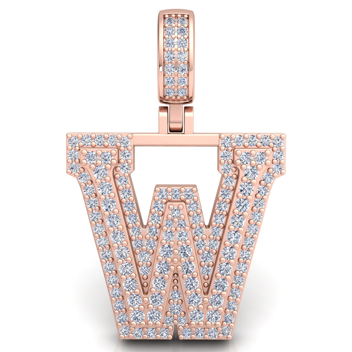 Letter "W" set with Diamonds