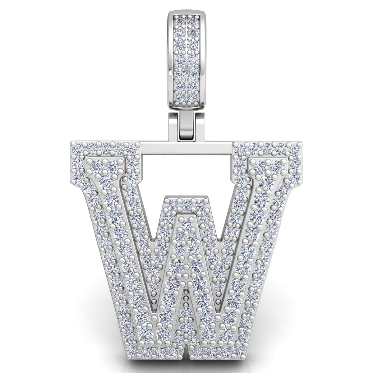 Letter "W" set with Diamonds
