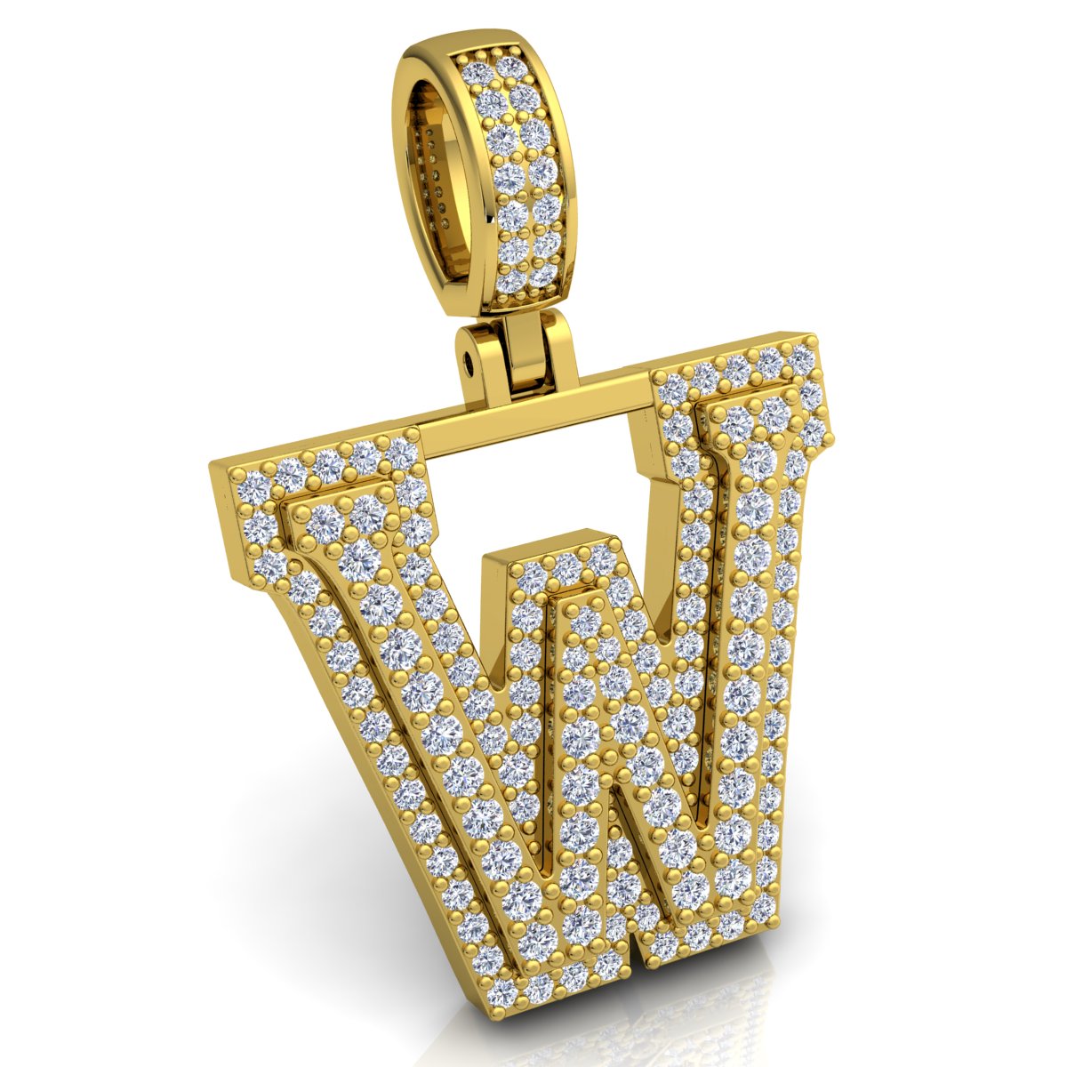 Letter "W" set with Diamonds
