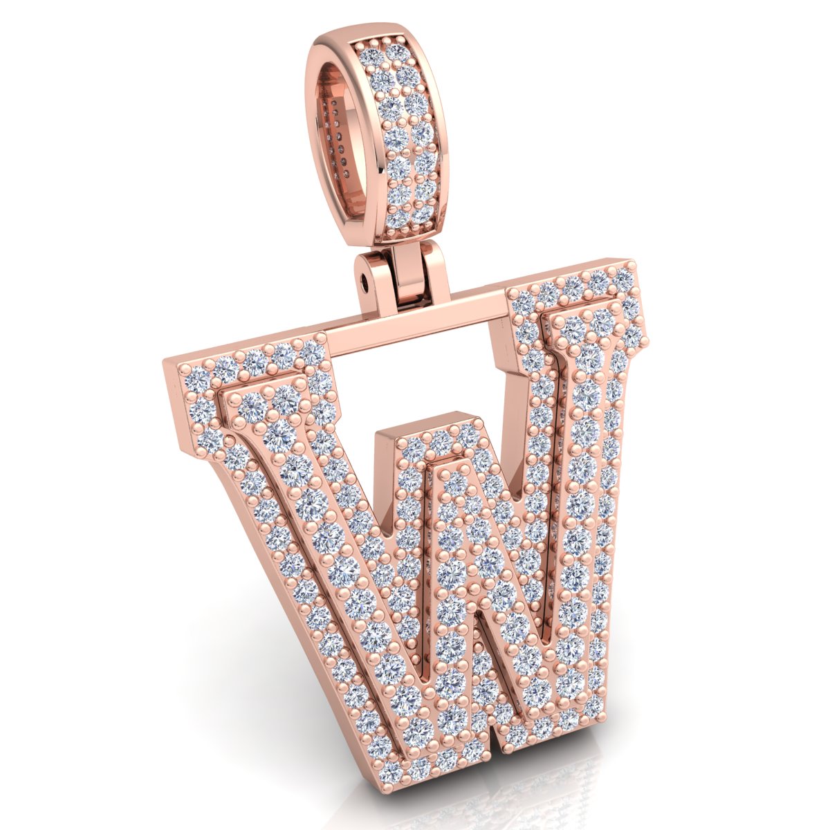 Letter "W" set with Diamonds