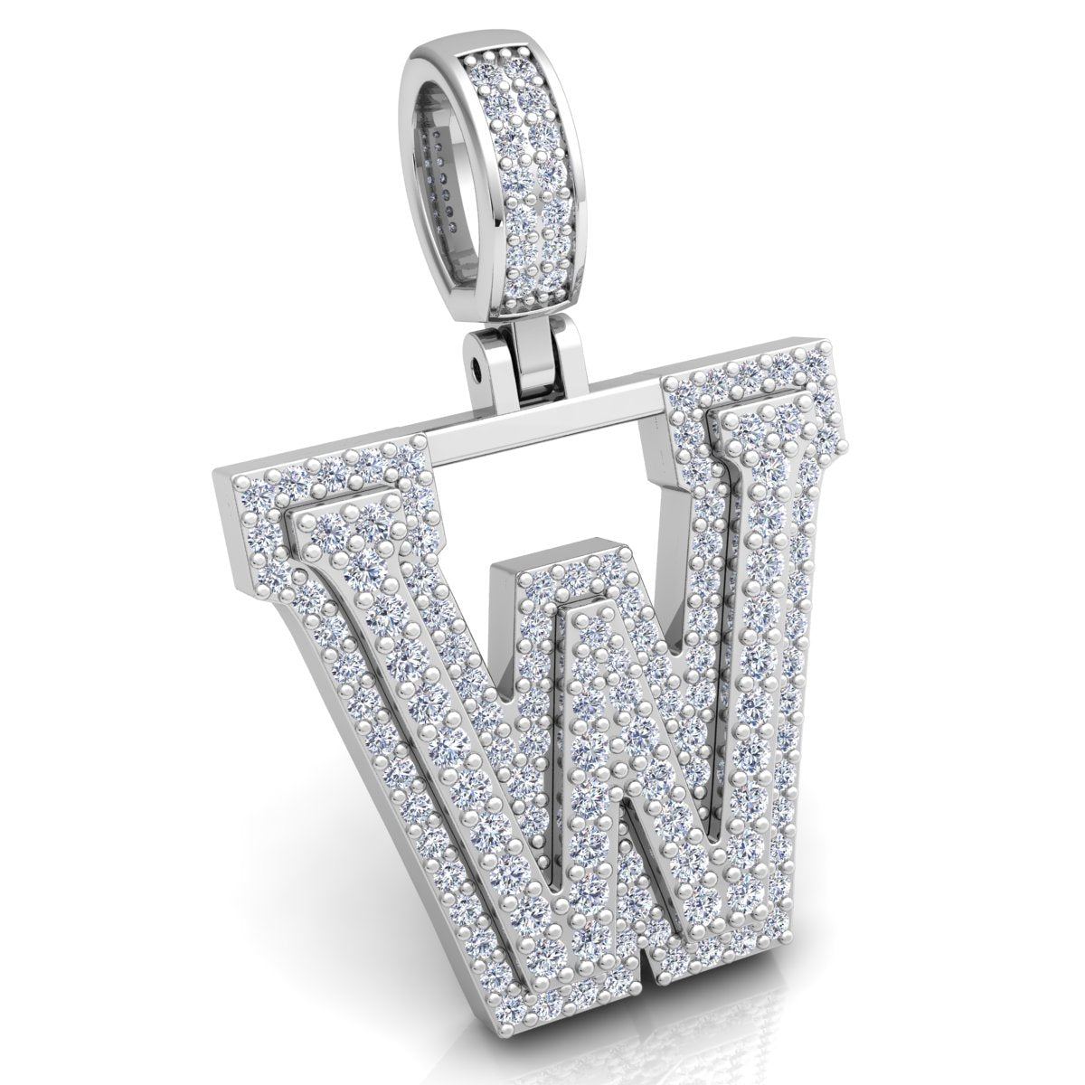 Letter "W" set with Diamonds