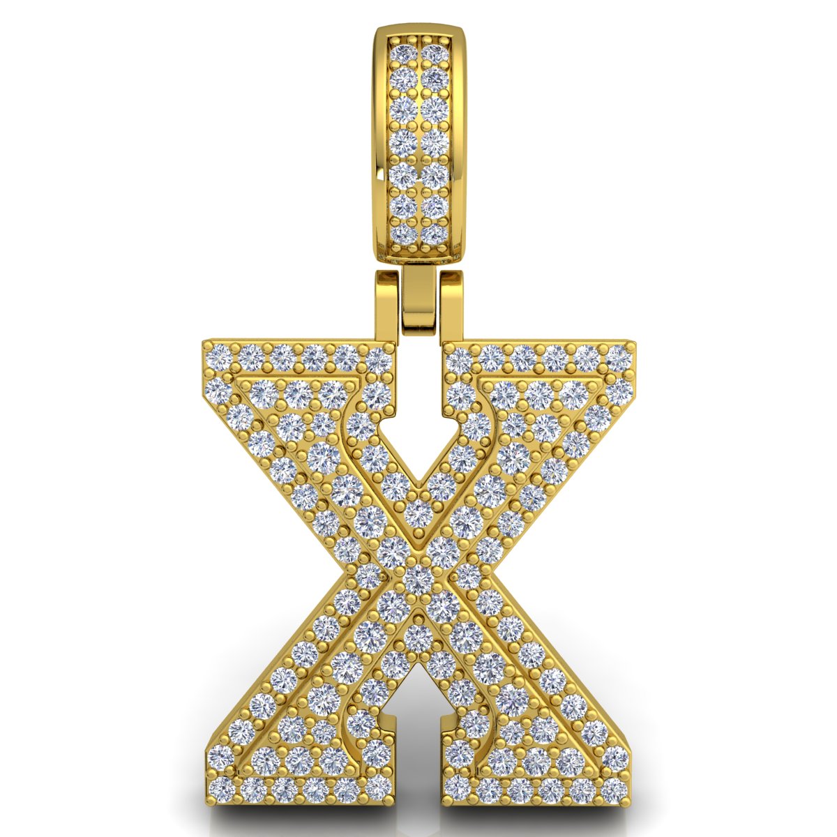 Letter "X" set with Diamonds