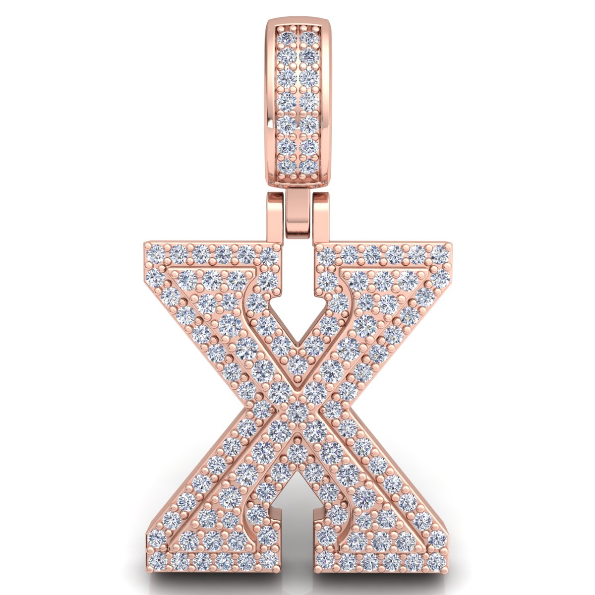 Letter "X" set with Diamonds