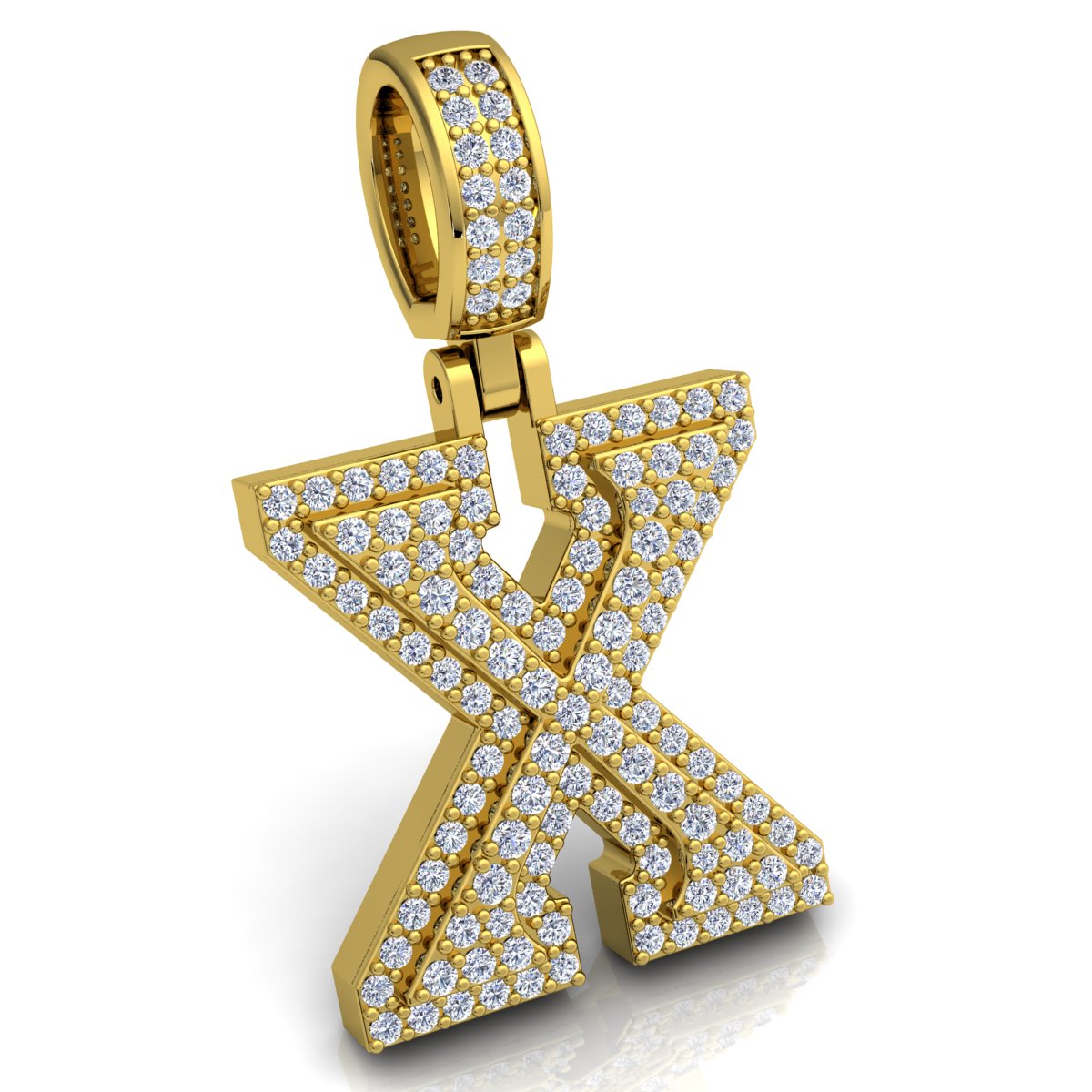 Letter "X" set with Diamonds