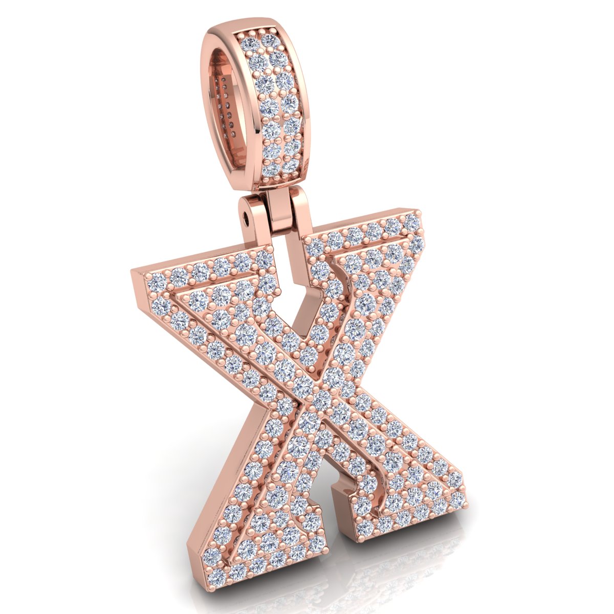 Letter "X" set with Diamonds