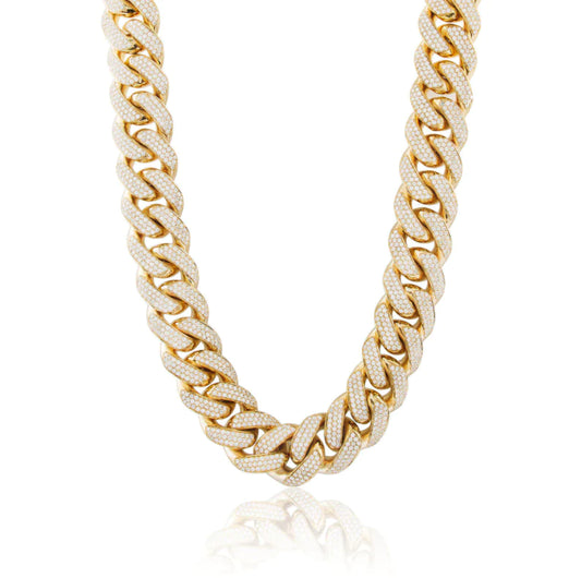 16mm Miami Cuban Link 3 Row Diamond