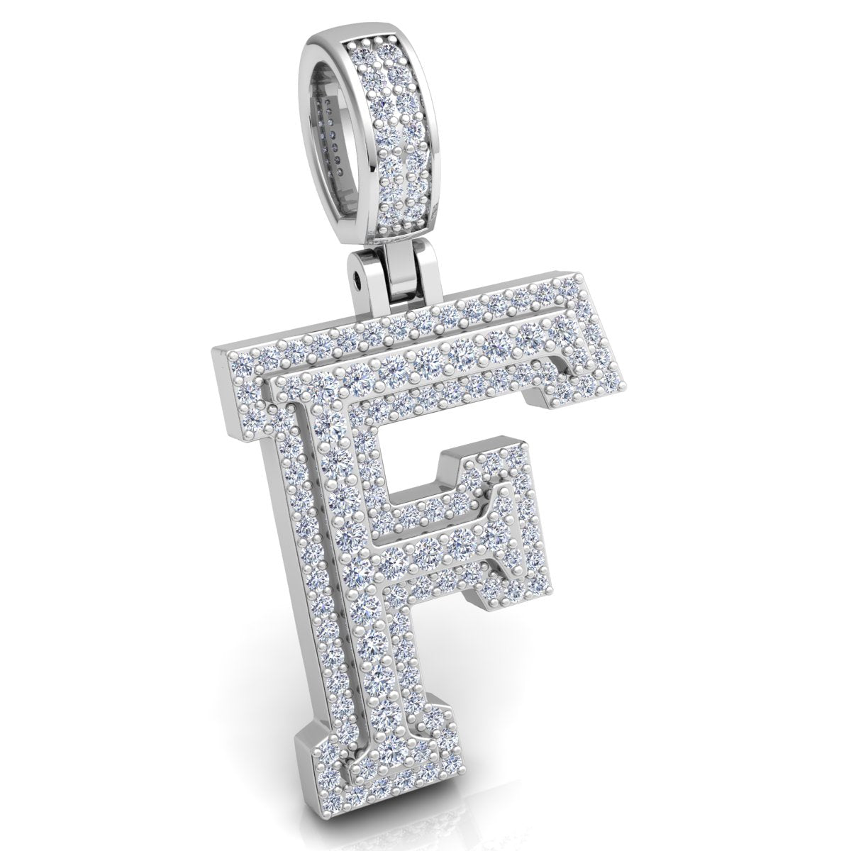 Letter "F" set with Diamonds