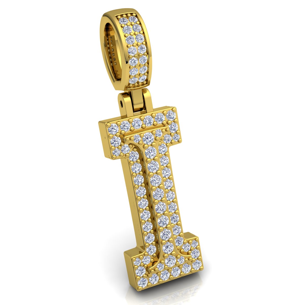 Letter "I" set with Diamonds