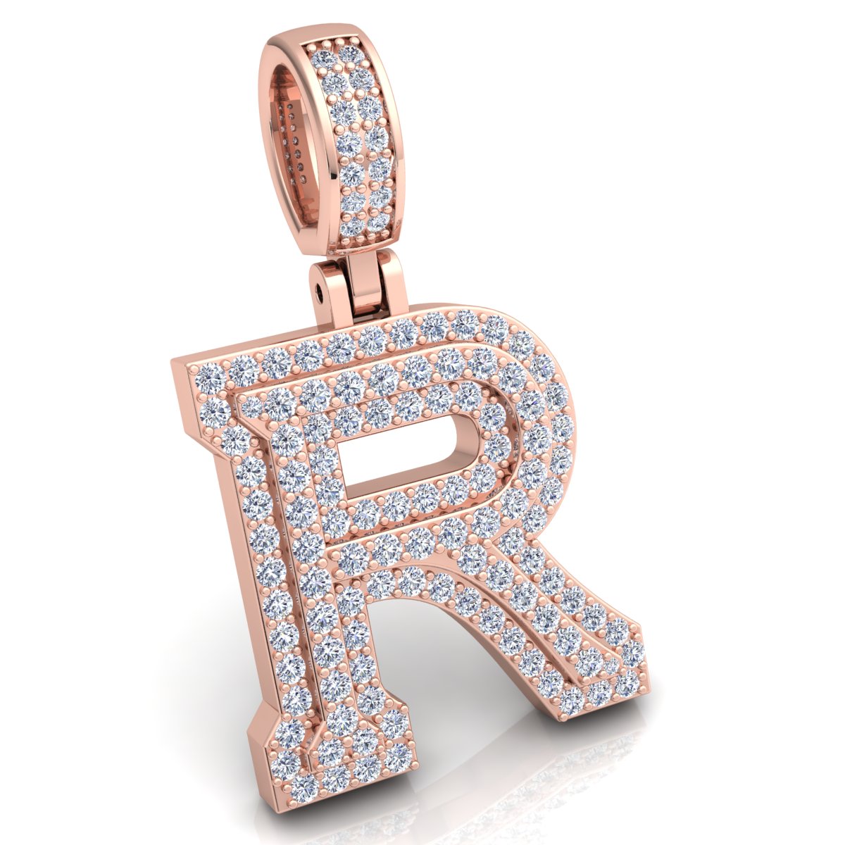 Letter "R" set with Diamonds