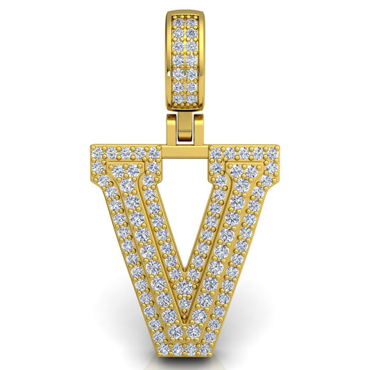 Letter "V" set with Diamonds