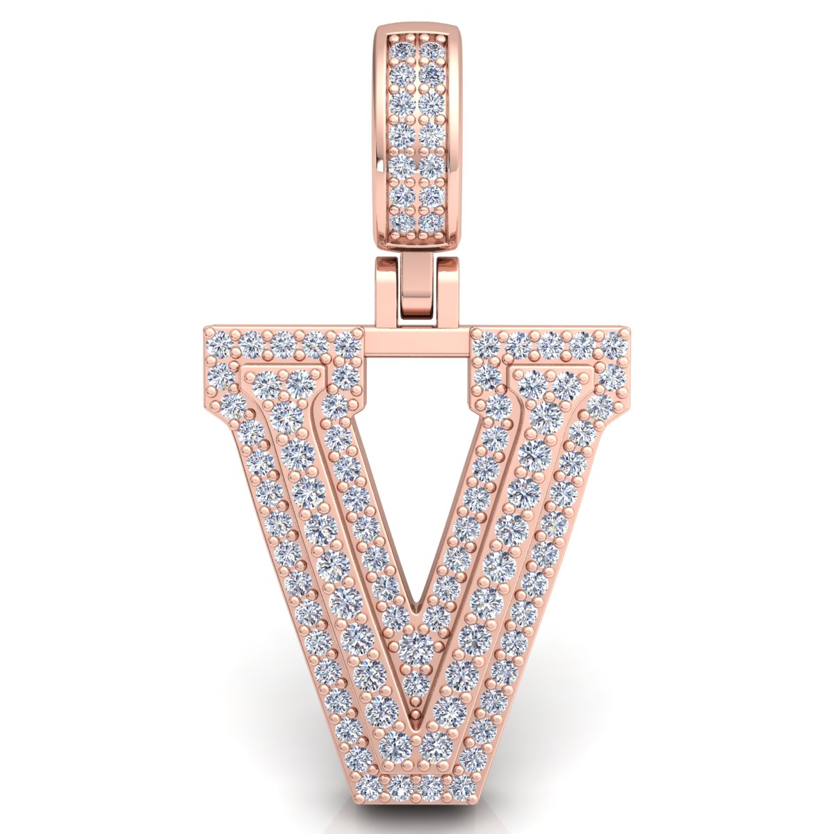 Letter "V" set with Diamonds